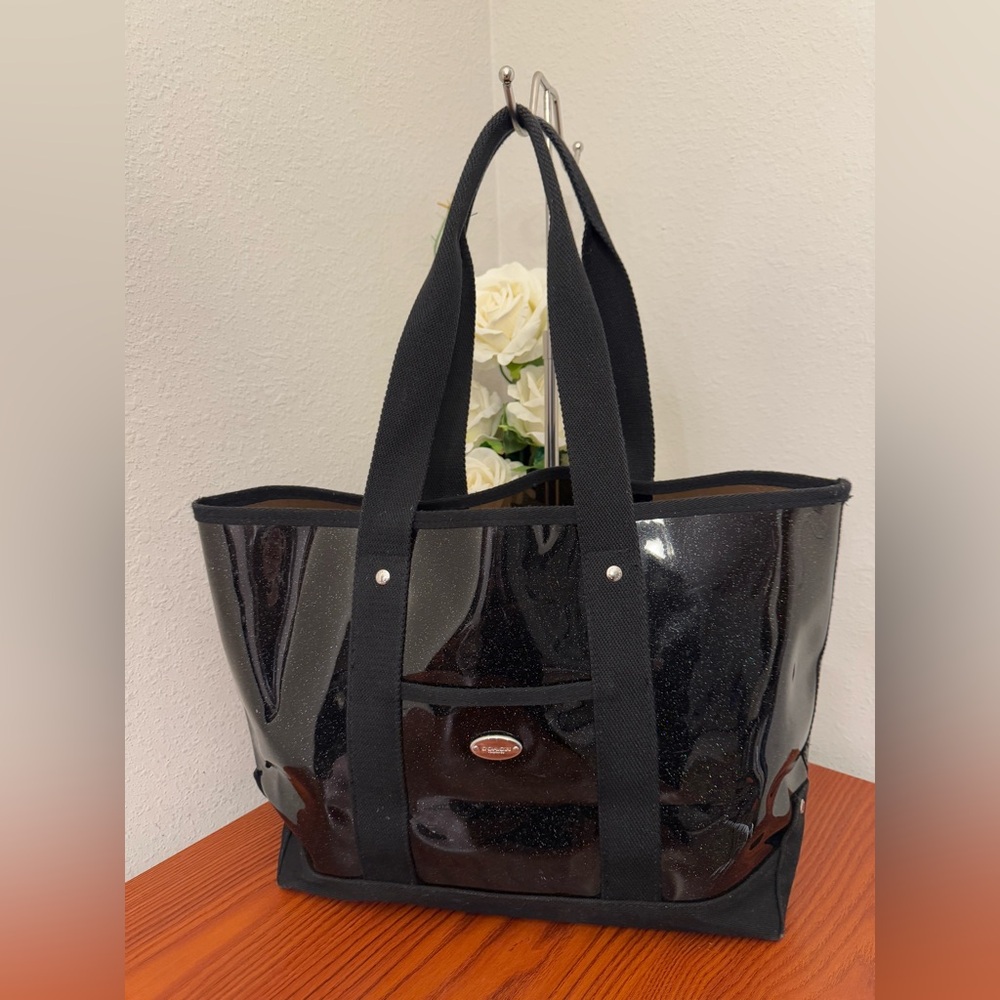 Coach Fragrance Tote bag metallic silver black travel overnight large purse